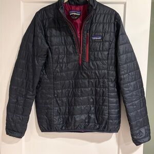 Patagonia Black and Burgundy Quilted Jacket